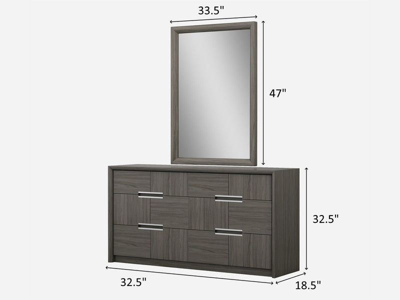 Copenhagen 63" Wide 3 Drawer Dresser With Mirror