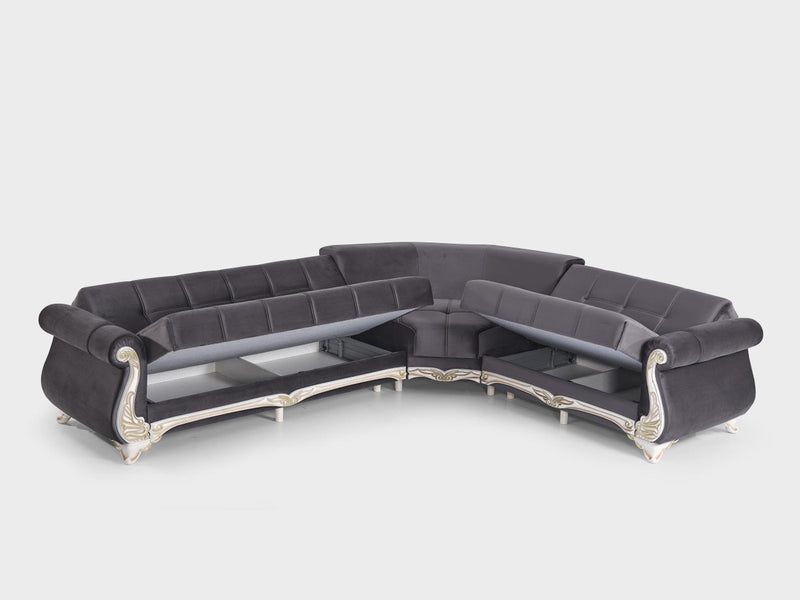 Karizma 131" Wide Rolled Arm Convertible Sectional