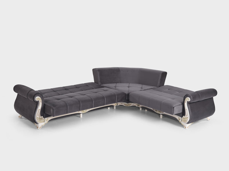 Karizma 131" Wide Rolled Arm Convertible Sectional