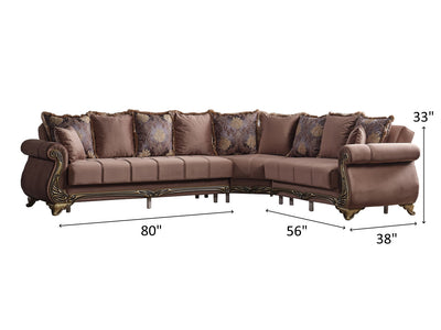 Karizma 131" Wide Rolled Arm Convertible Sectional